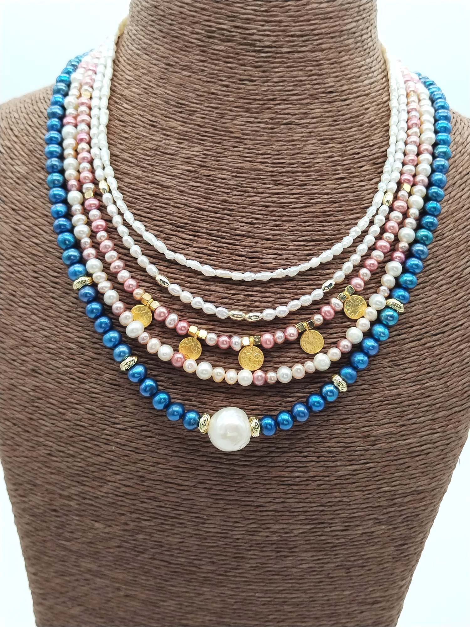 Gold Pearl Layering Necklaces