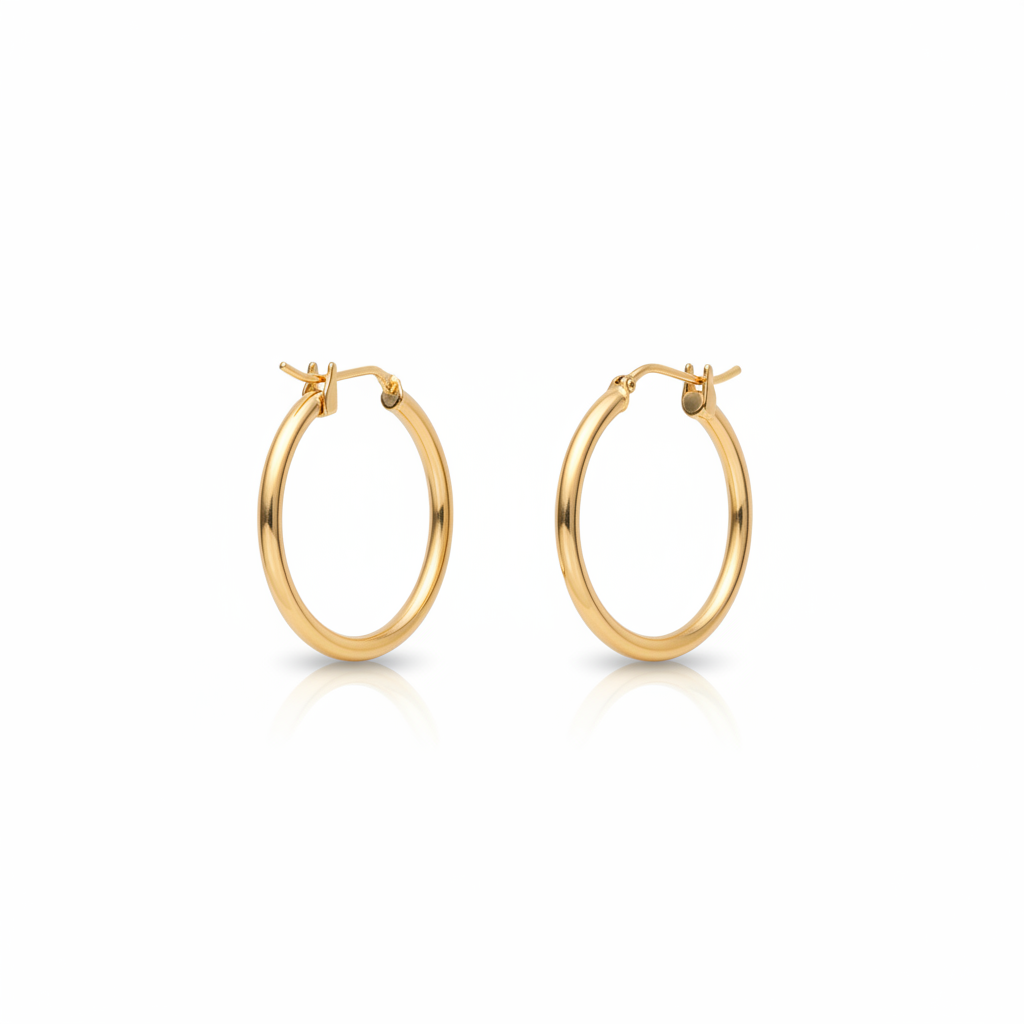 20mm Gold Hoop Earrings 18k Gold Plated Classic Lightweight for Women

