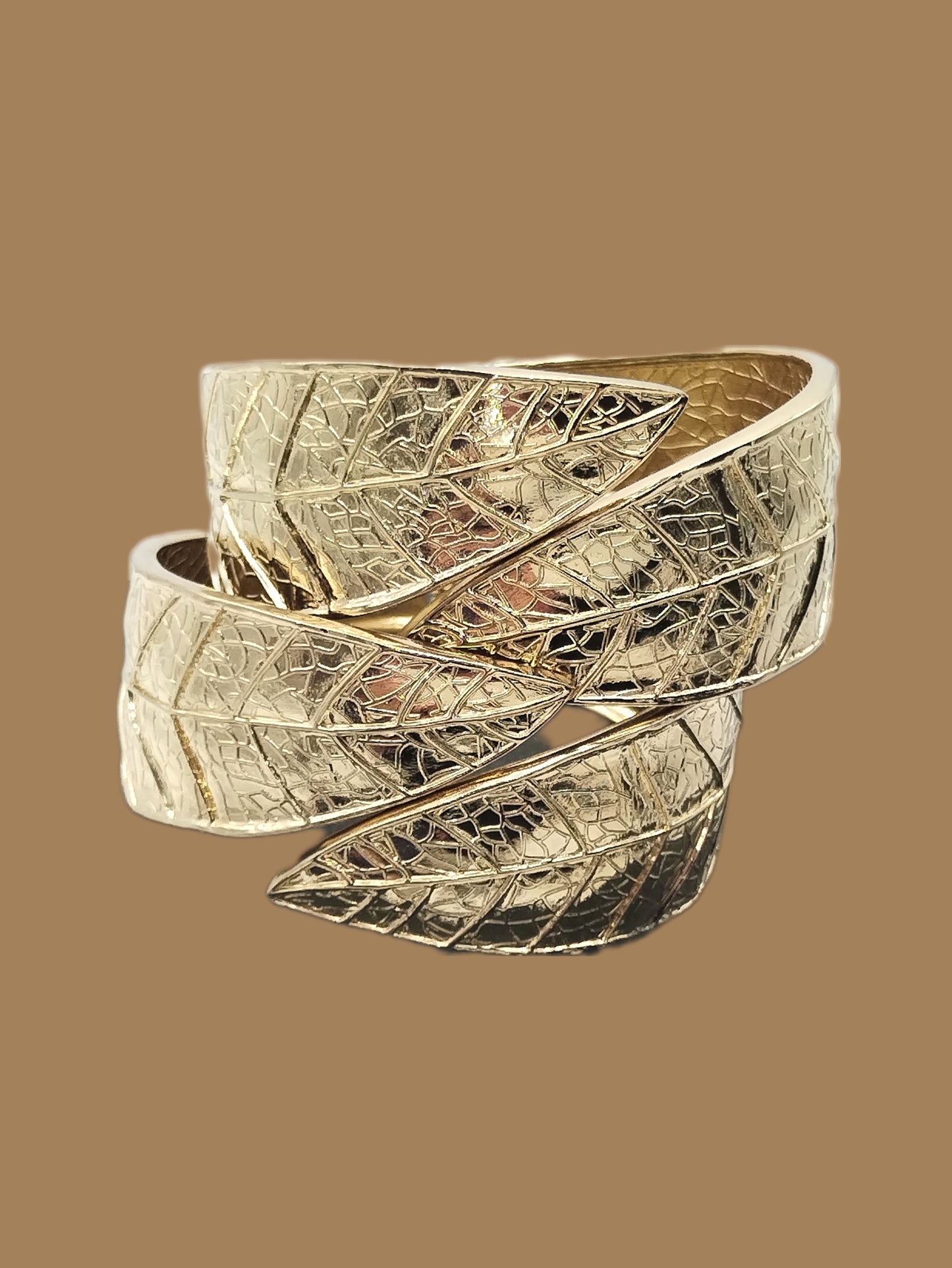 Brazalete con hojas doradas, brazalete grueso, moda femenina, joyería de moda, regalos