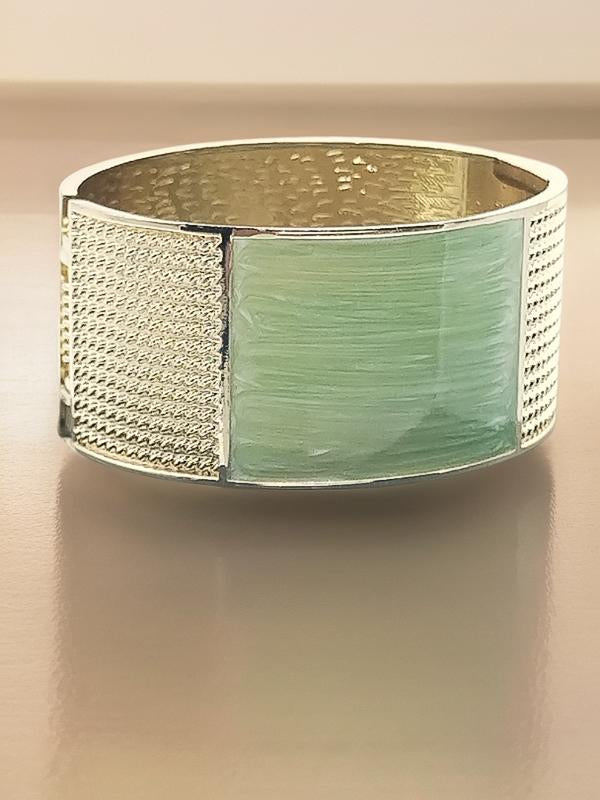 Brazalete grueso, pulsera de oro, esmalte verde, joyería para mujer, regalos, elegante