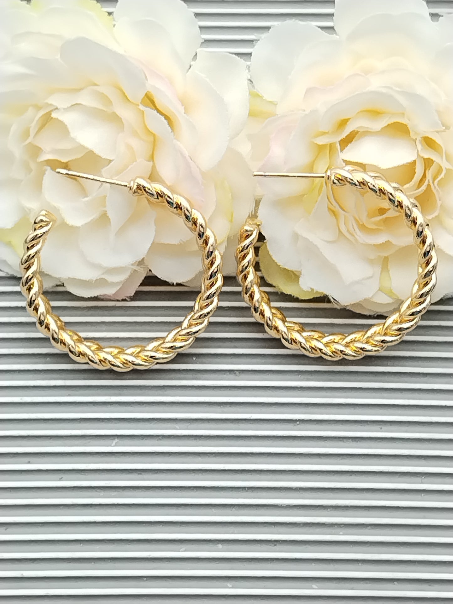 Large Gold Hoops, Braided Earrings, Boho Chic, Women Jewelry, Elegant