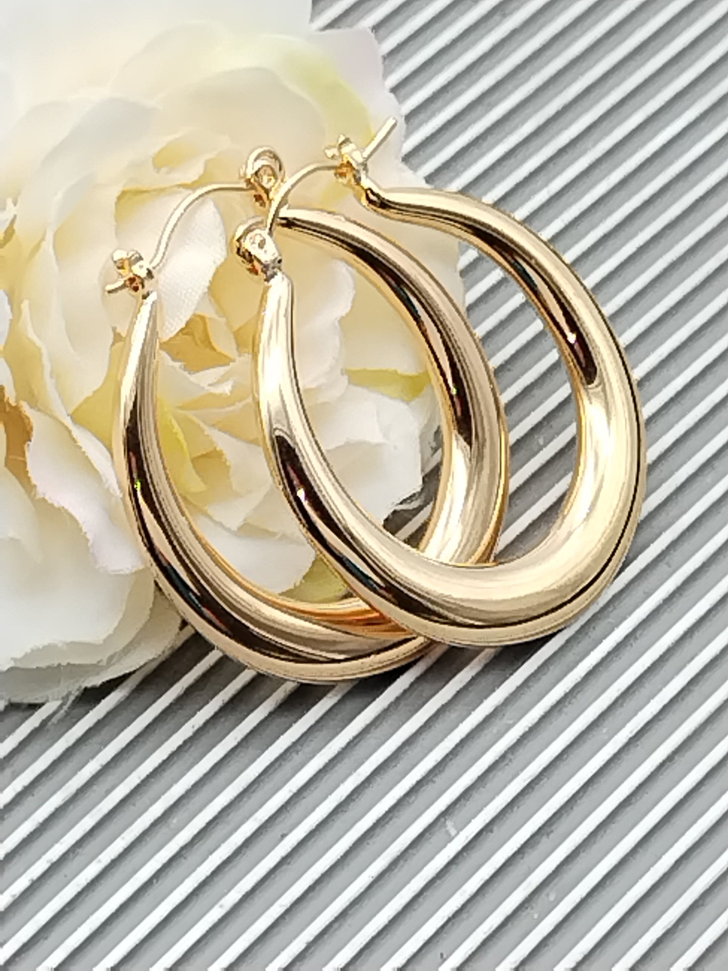 Aros de oro ovalados, pendientes de oro grandes, elegantes, minimalistas, joyas, estilo, boho, regalos