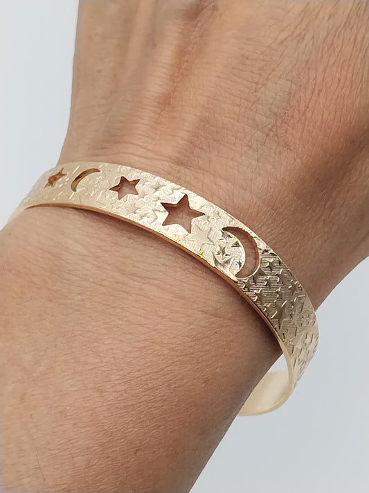Celestial Cuff, Gold Plated Bracelet, Textured, Fashion, Trendy, Classy, Gifts, Women, Girls, jewelry