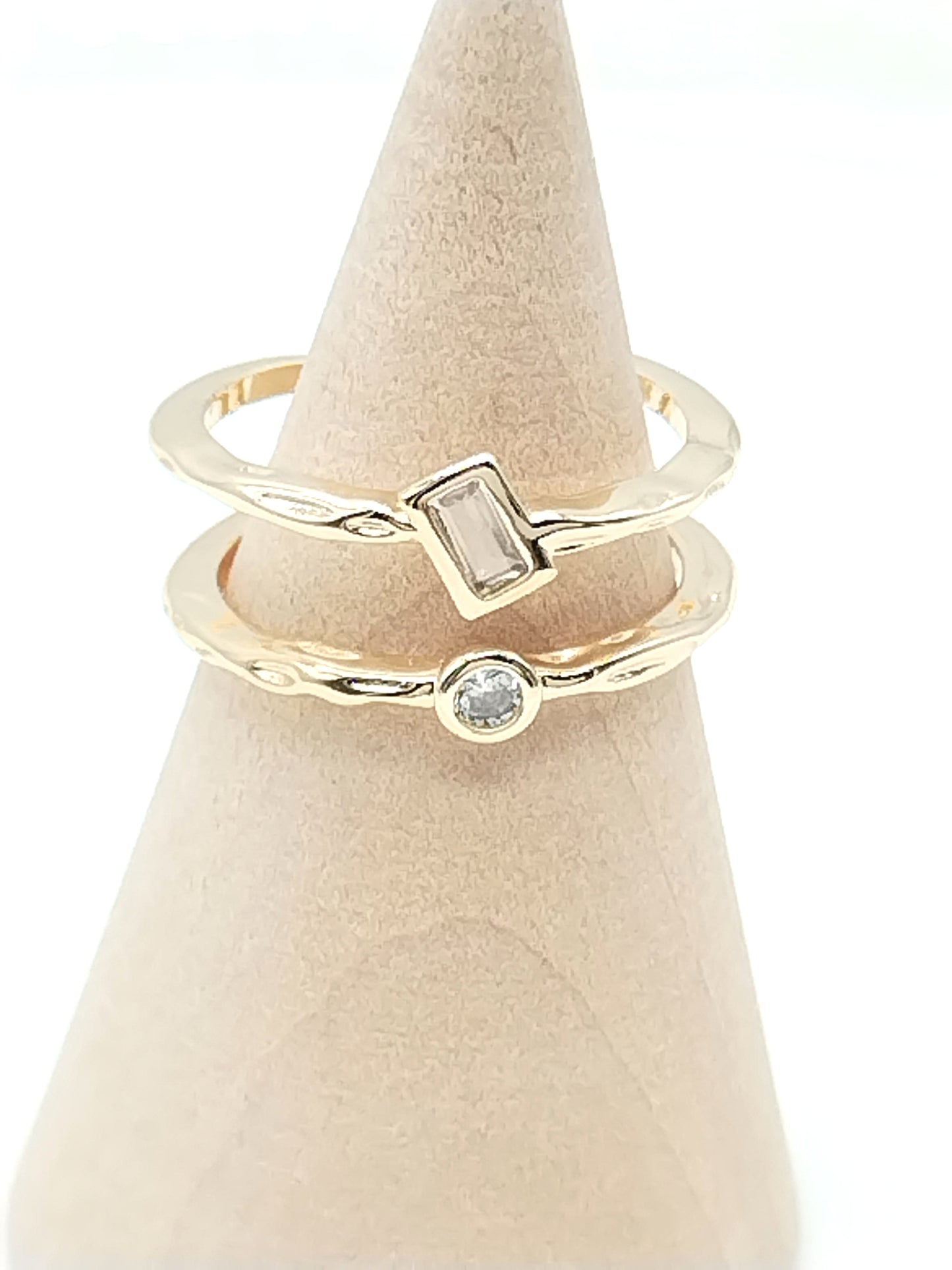 Anillo de doble fila, ajustable, chapado en oro, joyería con circonita cúbica, regalos, mujeres, elegante, apilable