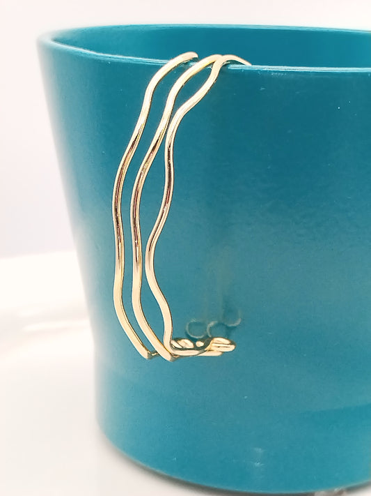 Wavy Gold Bracelet, Adjustable Cuff, 18k Gold Plated, Jewelry, Stackable, Trending, Gifts, Women