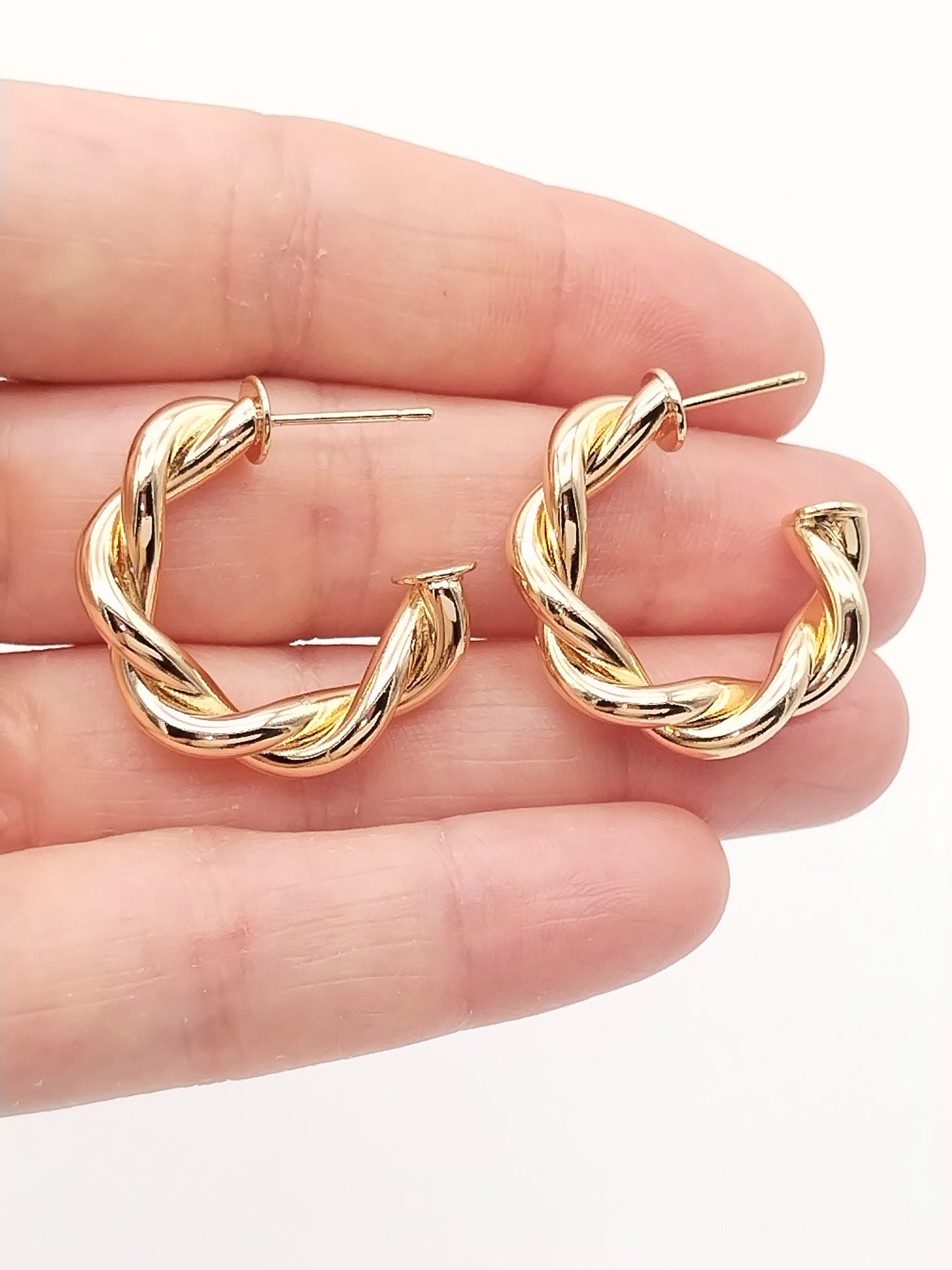 Aros dorados gruesos, pendientes retorcidos llamativos, joyas de tendencia, mujeres, regalos, únicos, asequibles