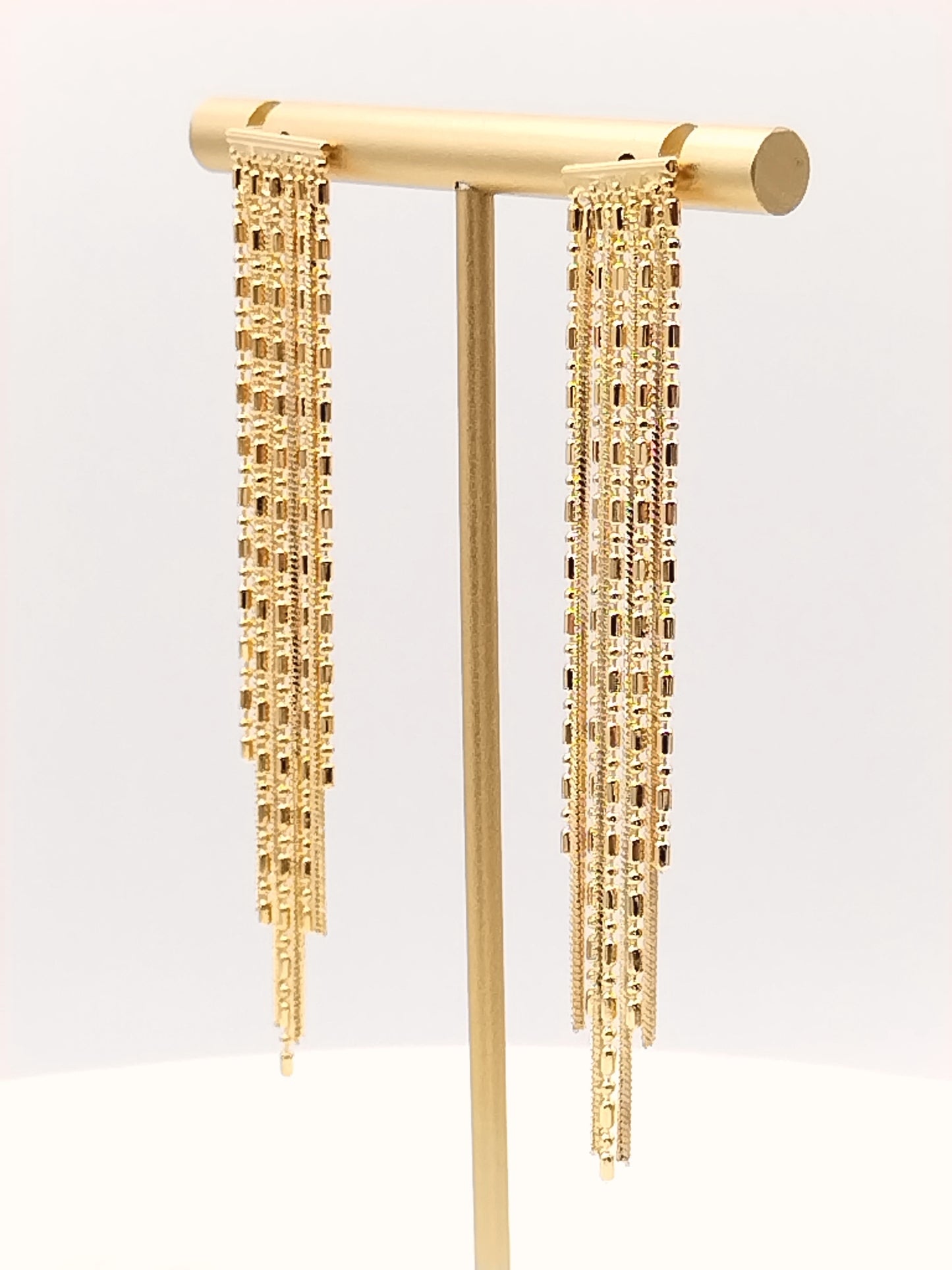 Edle Fransen-Goldkettenohrringe, lange Ohrhänger, Quastenohrstecker, Trendy, Frauen, Geschenke, Frühling Sommer