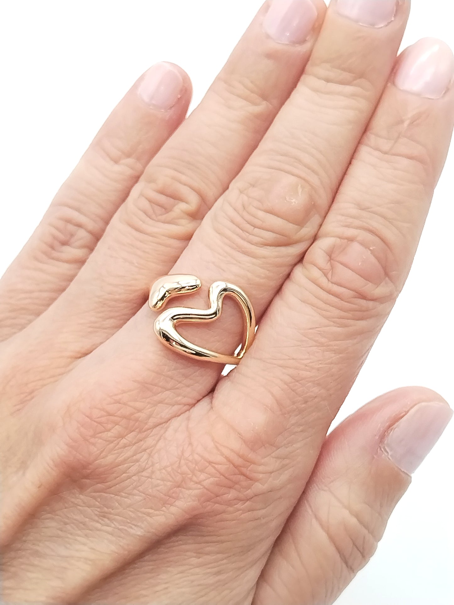 Offener Herzring, Auffälliger Goldring, Eleganter Schmuck, Geschenke, Jahrestag, Valentinstag, Frauen