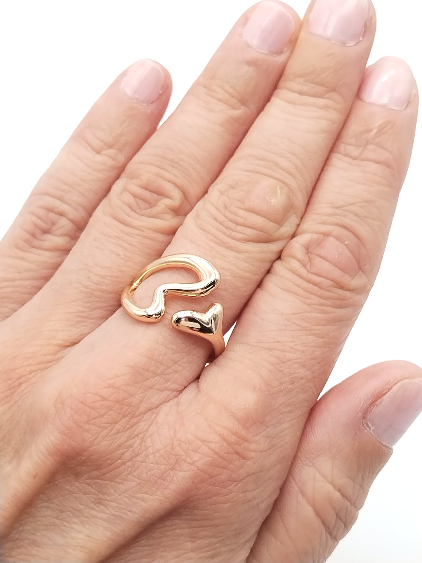 Offener Herzring, Auffälliger Goldring, Eleganter Schmuck, Geschenke, Jahrestag, Valentinstag, Frauen