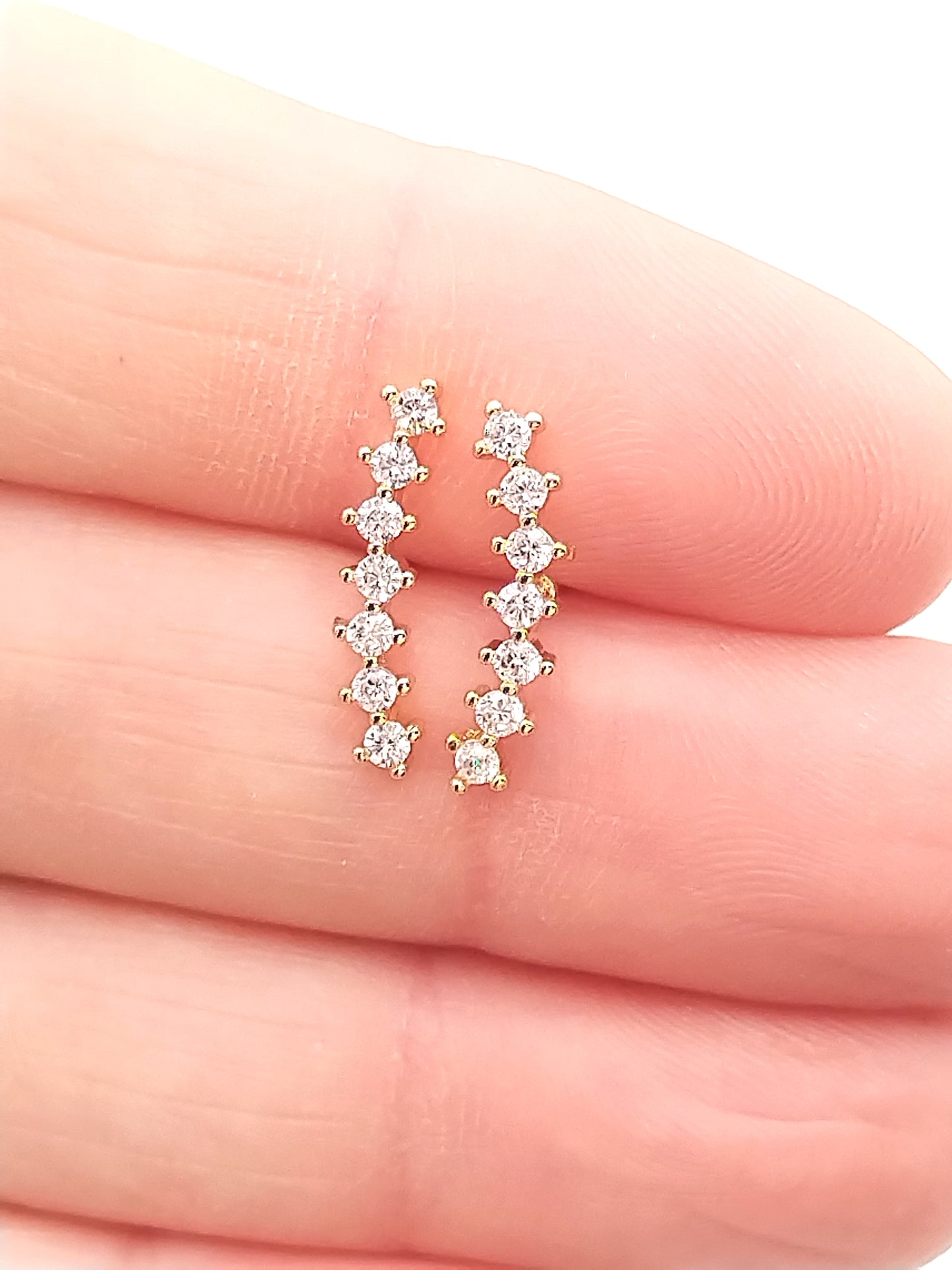 Helix Piercing, Bar Earrings, Minimalist CZ Studs, Elegant Jewelry, Gifts, Women, Girls, Birthday