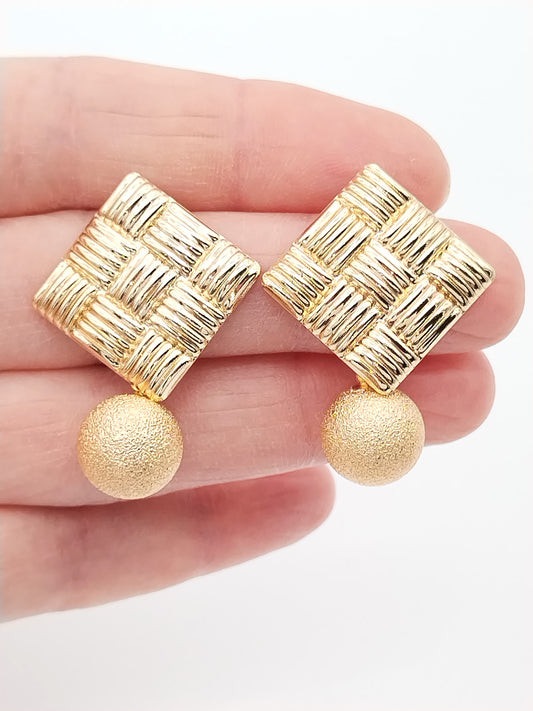 Bold Button Earrings, Gold Large Stud, Trending, Dangles, Women, Gifts