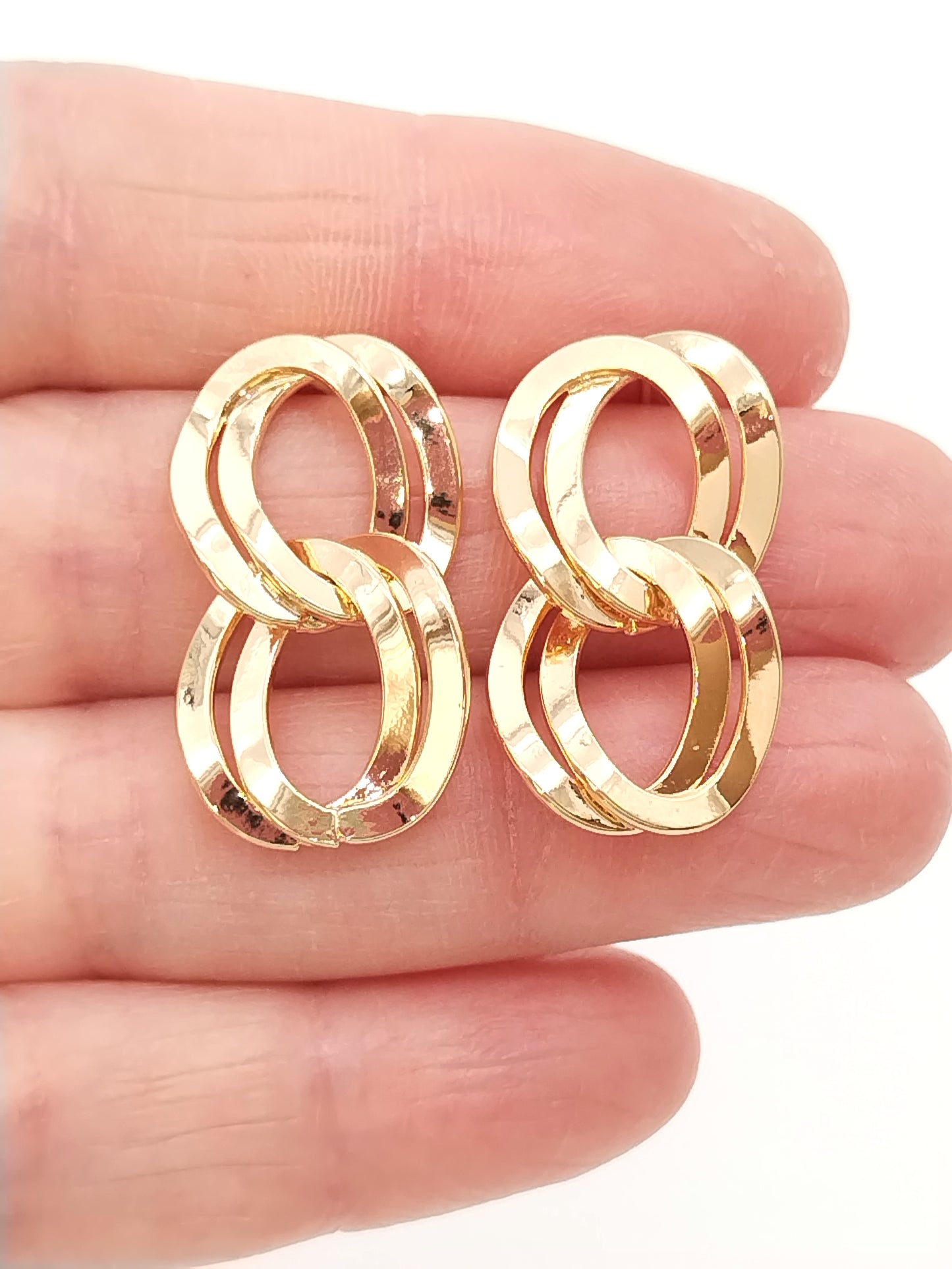 Bold Curb Chain Dangle Earrings, Gold Studs, Trendy Jewelry, Christmas, Holidays Gift, Women