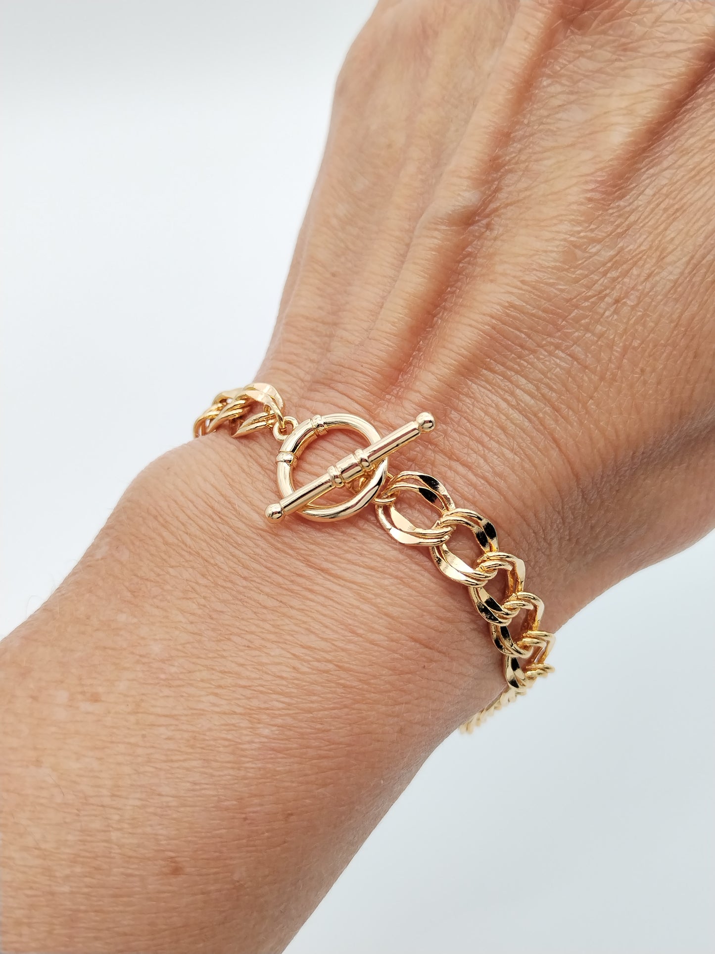 Goldenes Panzerkettenarmband, stapelbar, edel, erschwinglicher Schmuck, Weihnachtsgeschenke, für Frauen