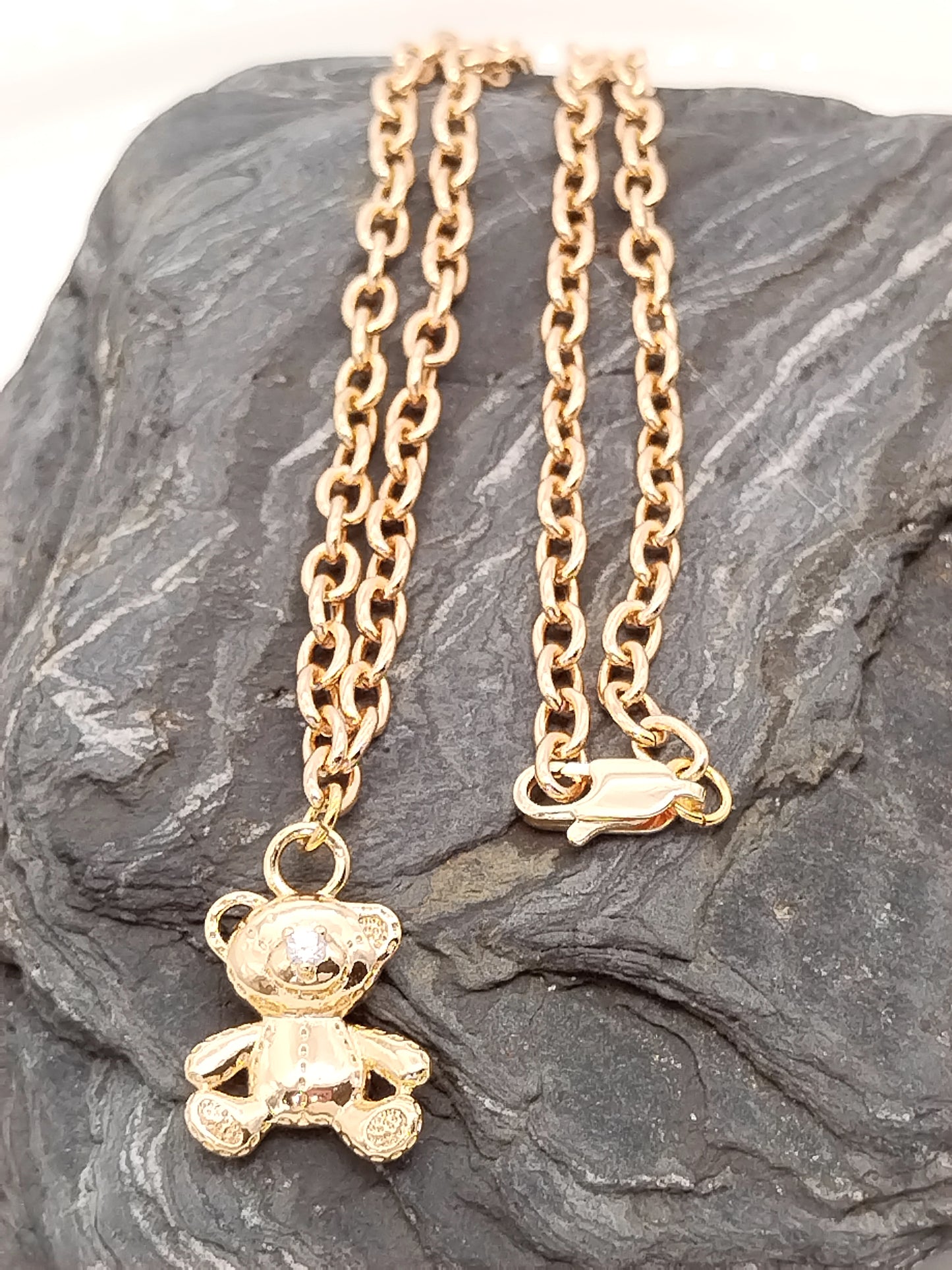 Teddybär Charm Halskette, Goldener Tieranhänger, Erschwinglicher Schmuck, Trendy, Einzigartig, Weihnachtsgeschenke, Mädchen, Frauen