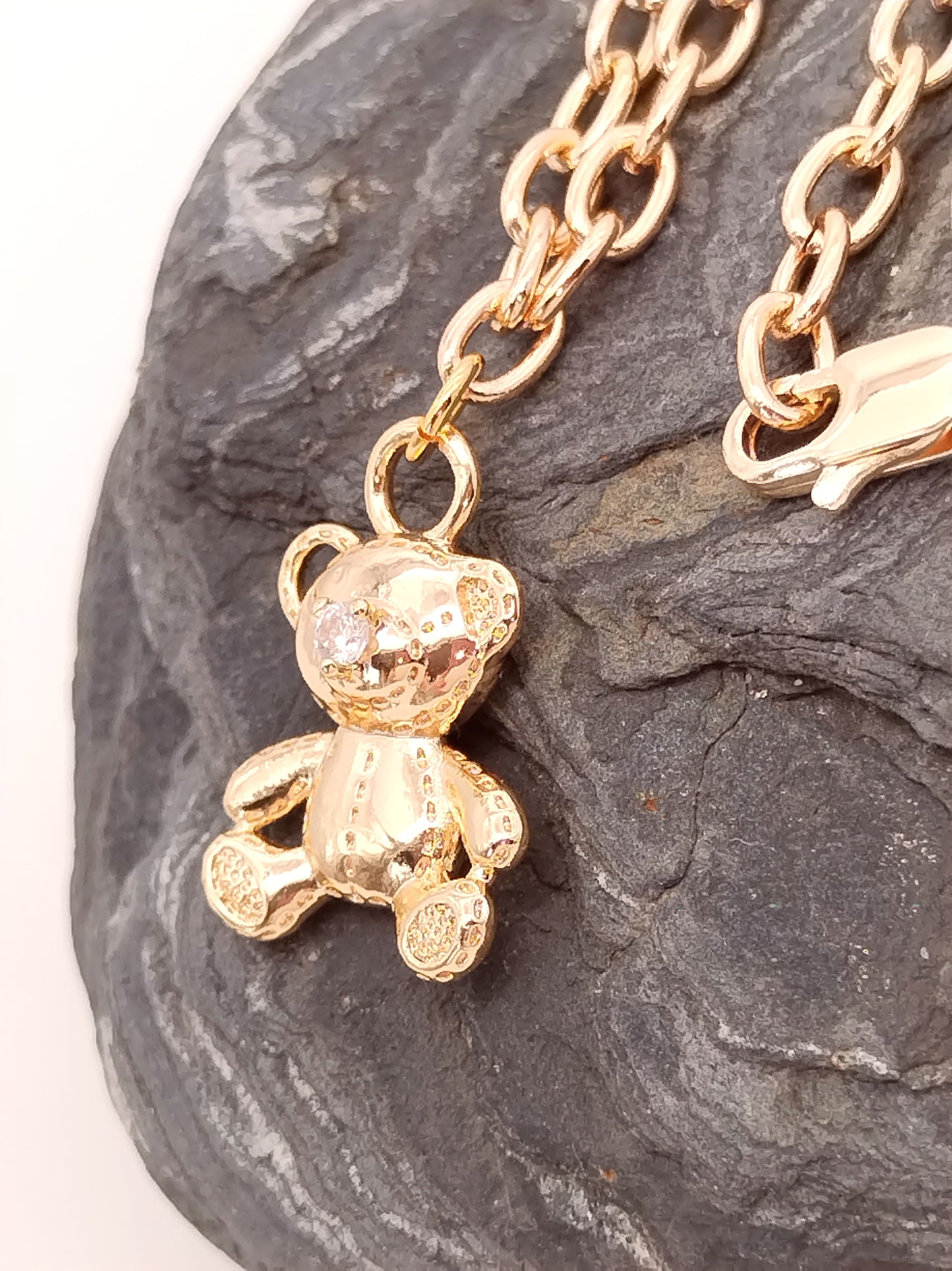 Teddybär Charm Halskette, Goldener Tieranhänger, Erschwinglicher Schmuck, Trendy, Einzigartig, Weihnachtsgeschenke, Mädchen, Frauen
