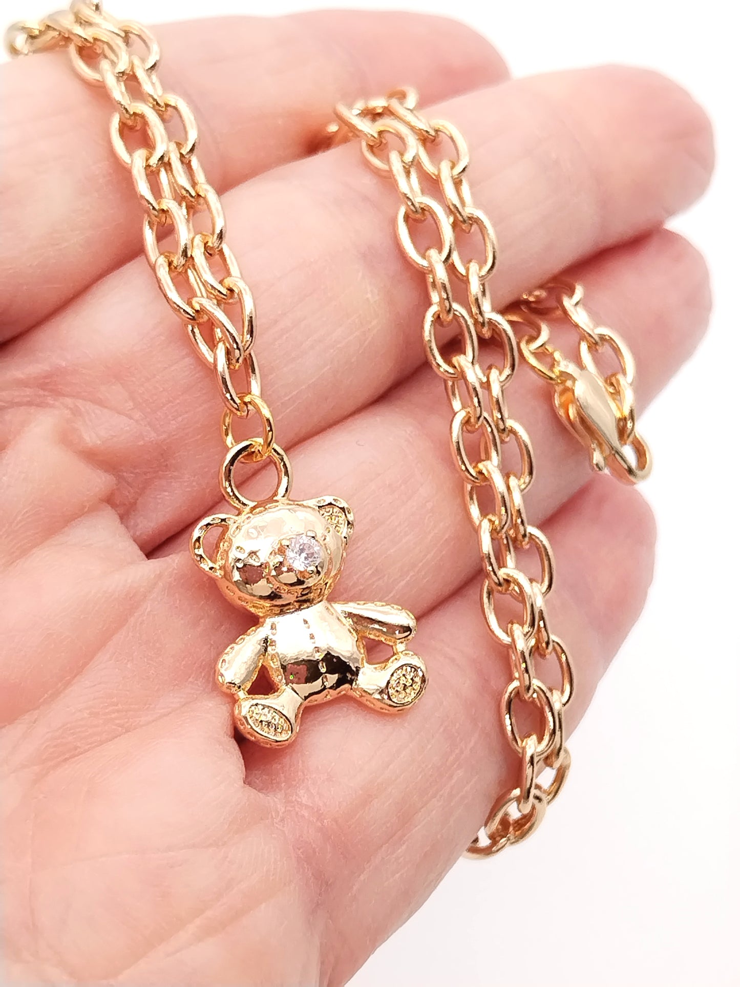 Teddybär Charm Halskette, Goldener Tieranhänger, Erschwinglicher Schmuck, Trendy, Einzigartig, Weihnachtsgeschenke, Mädchen, Frauen