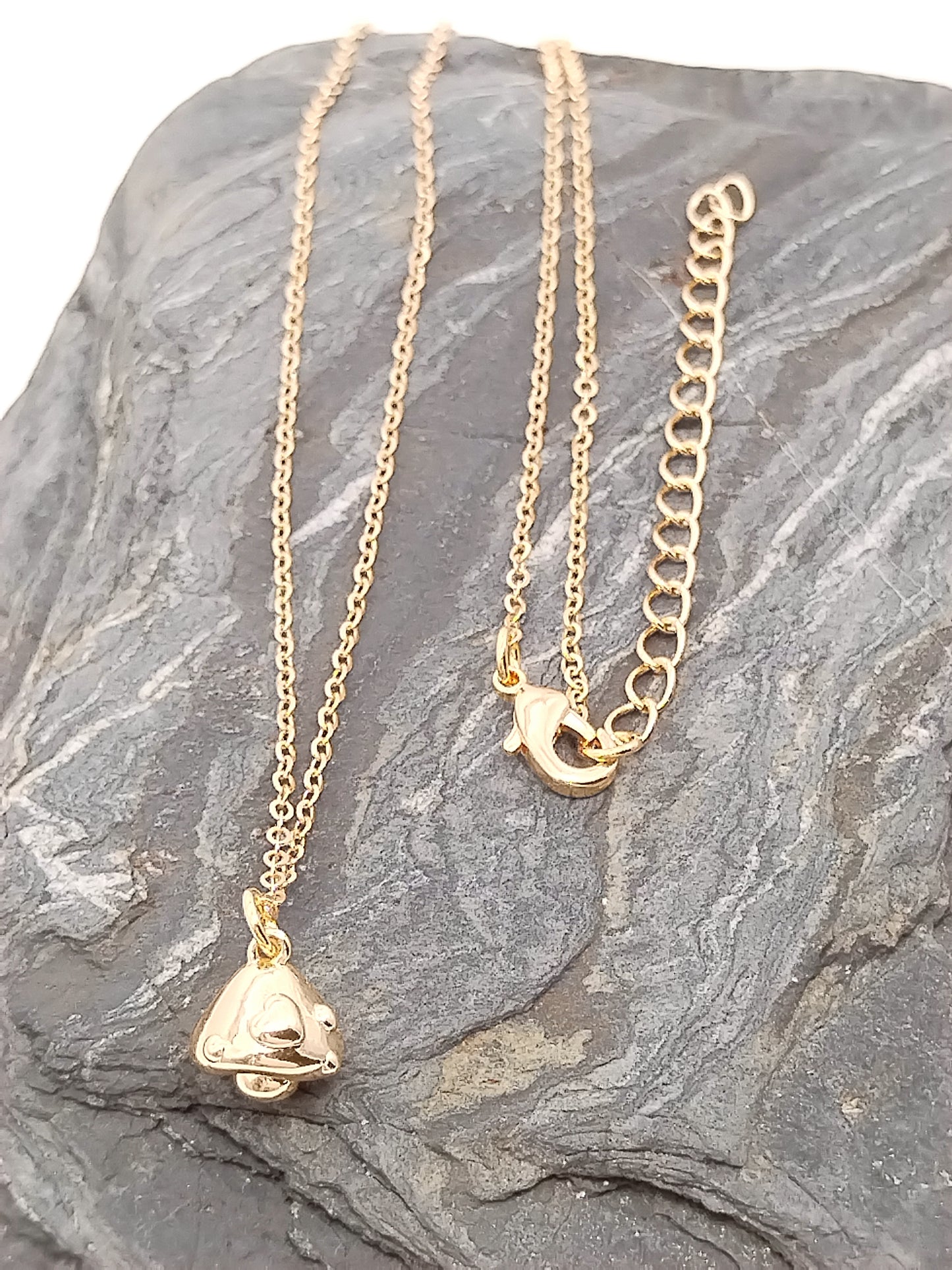 Collar de hongo dorado, dije pequeño, joyería natural asequible, regalos de Navidad, para mujeres, regalo para niñas