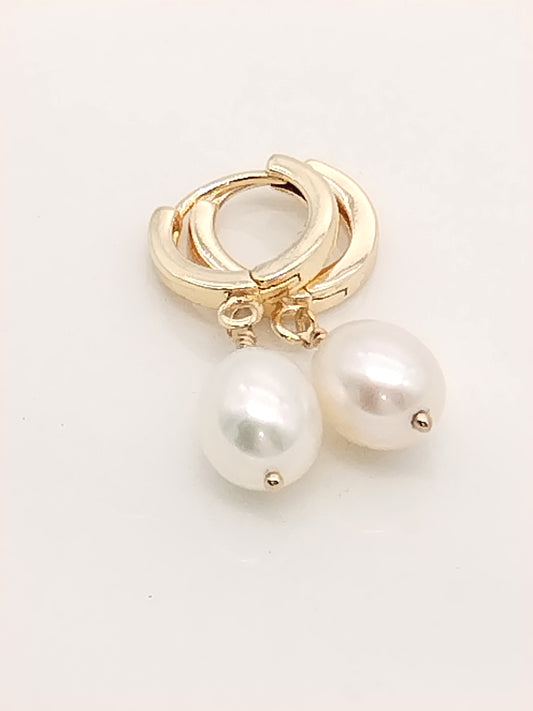 Pearl Huggies Hoop Earrings, Trending Jewelry, Holidays Gifts, Women, Sustainable