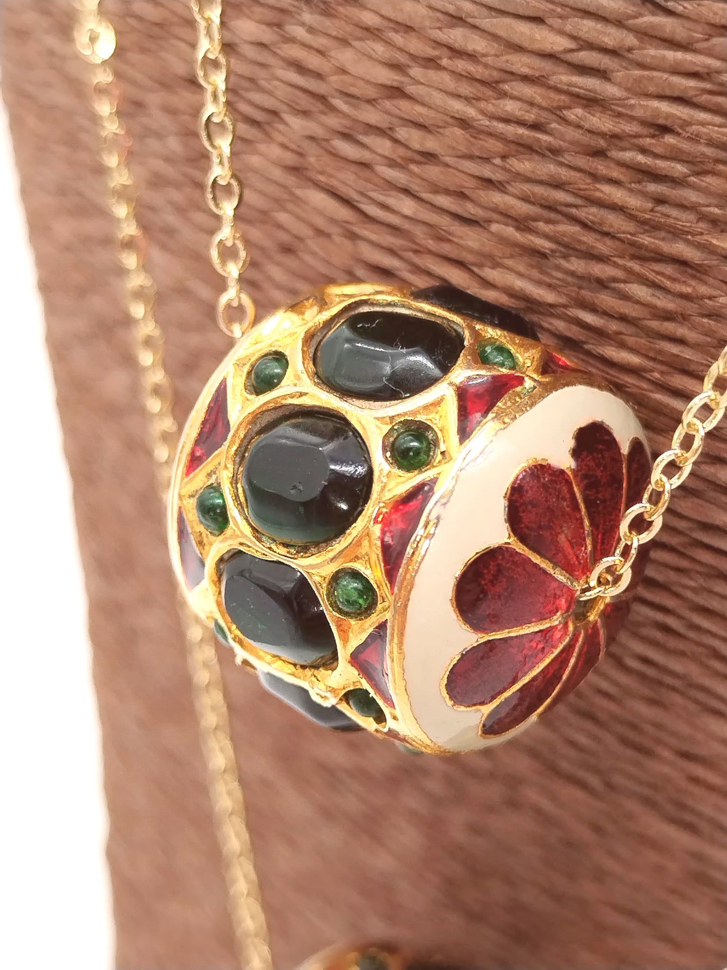 Long Pendant Necklace, Large Barrel Pendant,Gold Chain, Boho Chic, Trending Jewelry, Gift
