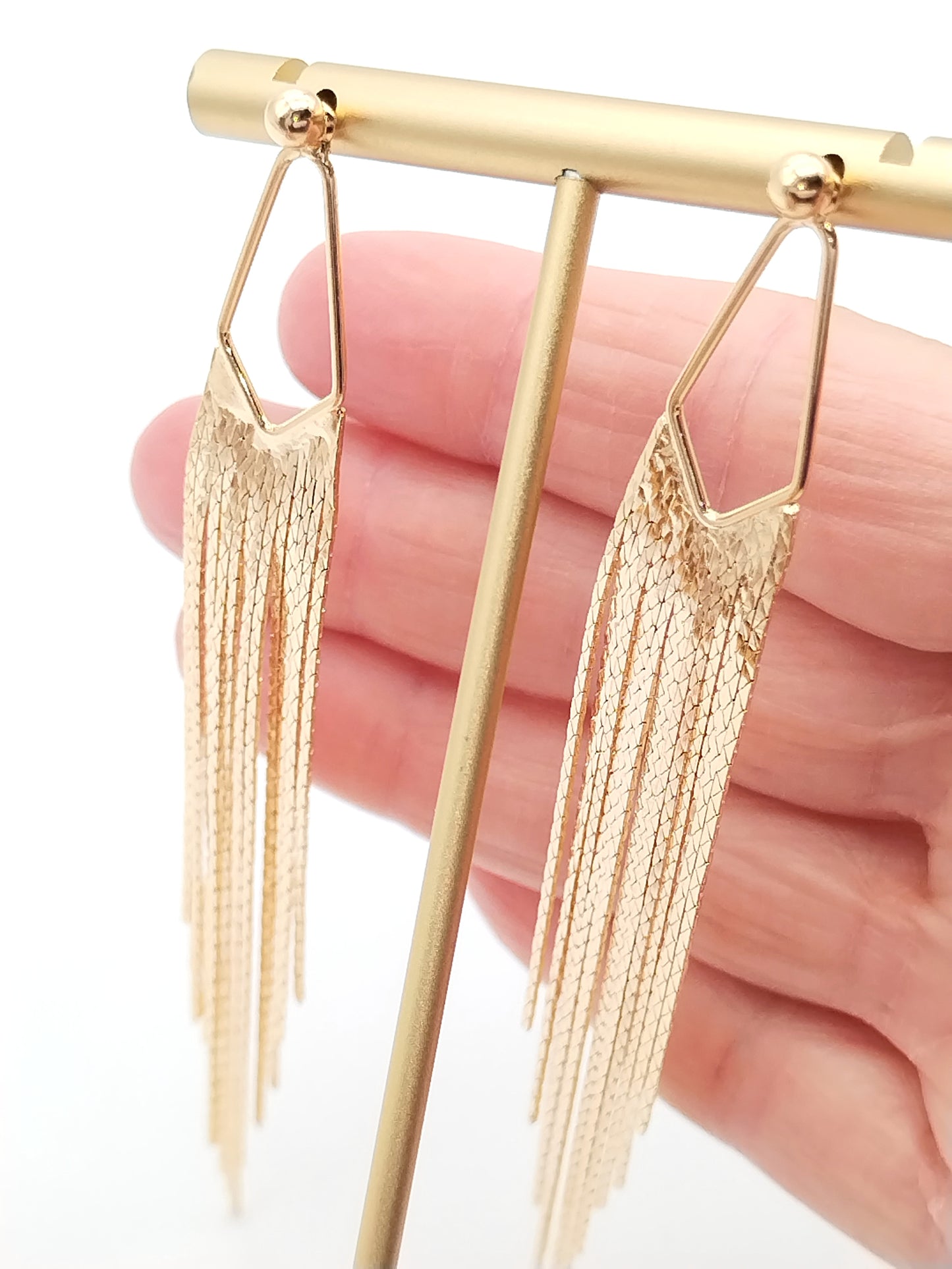 Pendientes de cadena dorada con flecos, elegantes pendientes largos con borlas, joyas de tendencia, regalos, mujeres