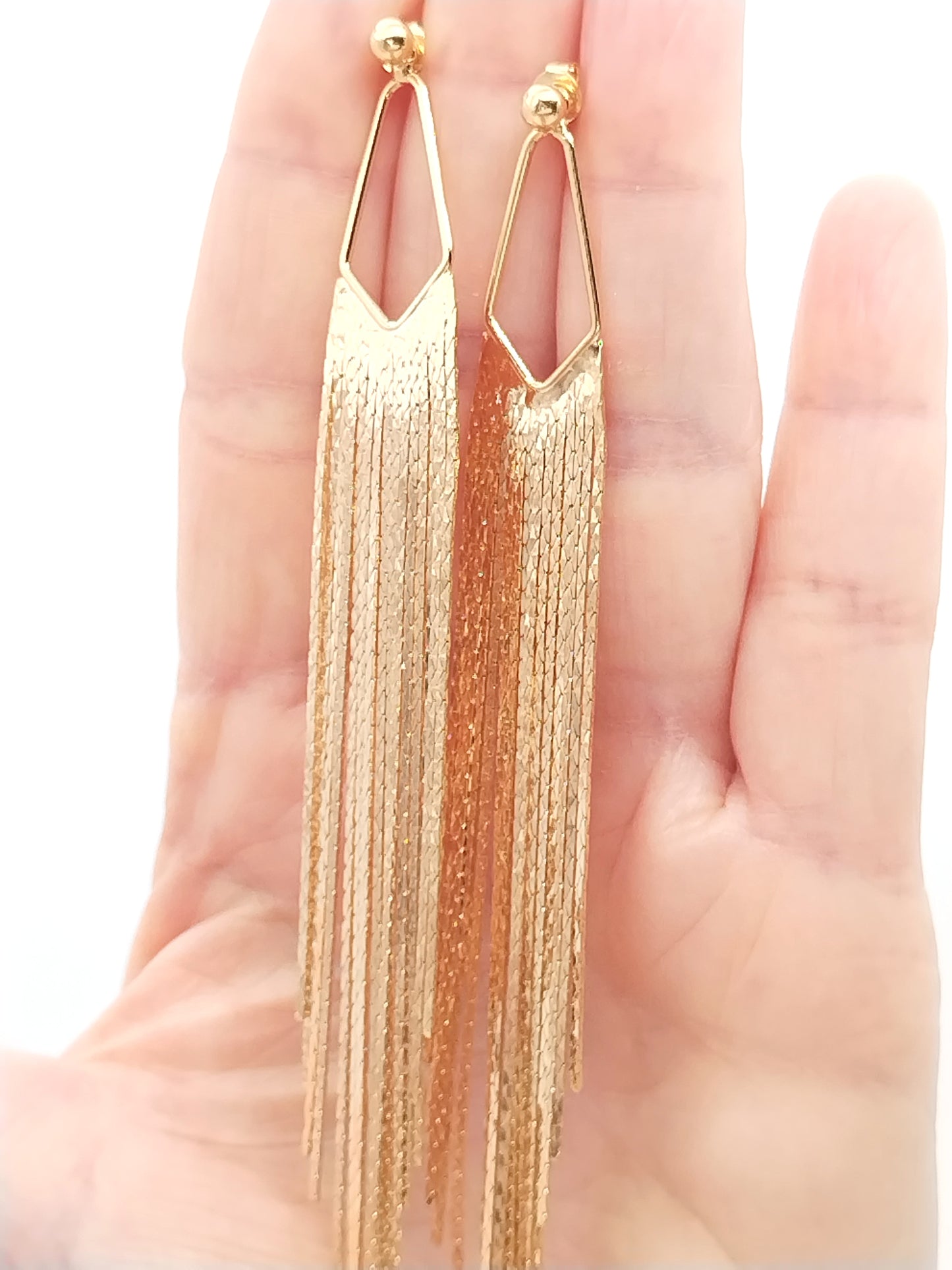 Pendientes de cadena dorada con flecos, elegantes pendientes largos con borlas, joyas de tendencia, regalos, mujeres