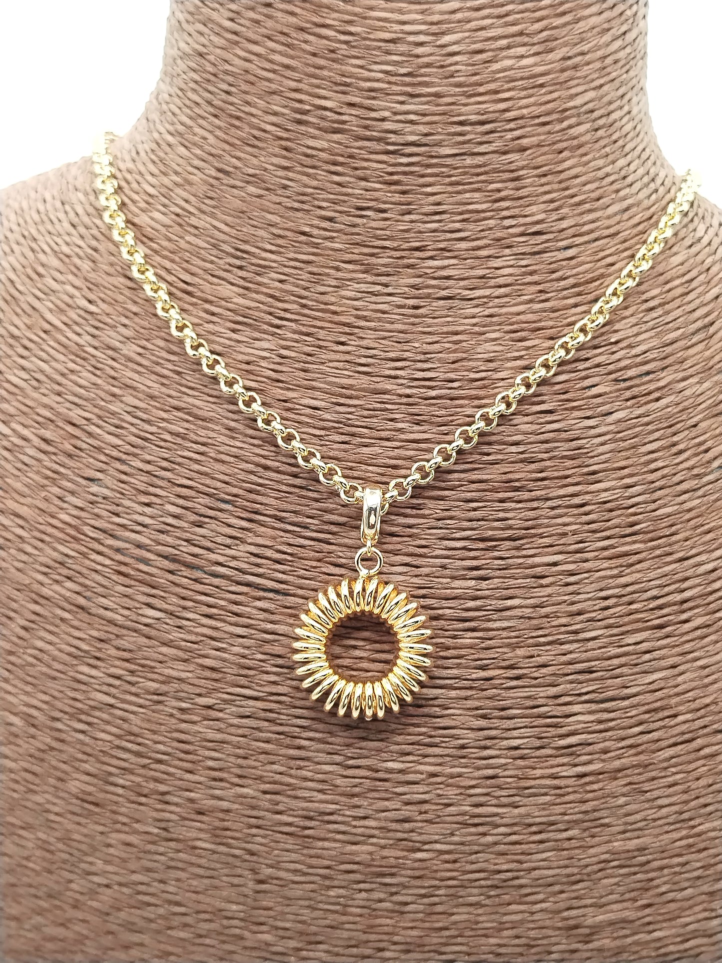 Collar de espiral de oro redondo, dije de donuts unisex, cadena enrollable, colgante de extracción, moderno, regalo, mamá