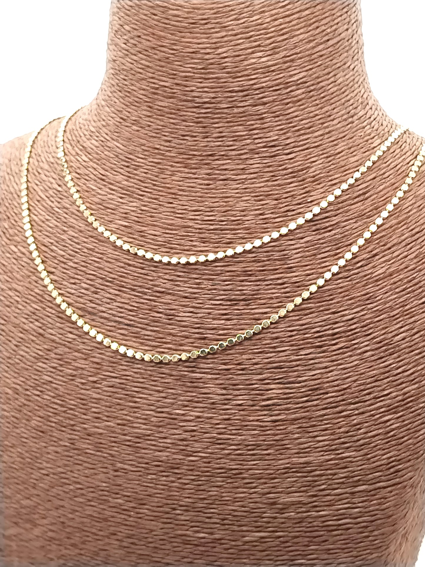 Collar de cadena de oro de 18 quilates, discos planos, joyería elegante y con clase, informal, regalo para mujeres y niñas