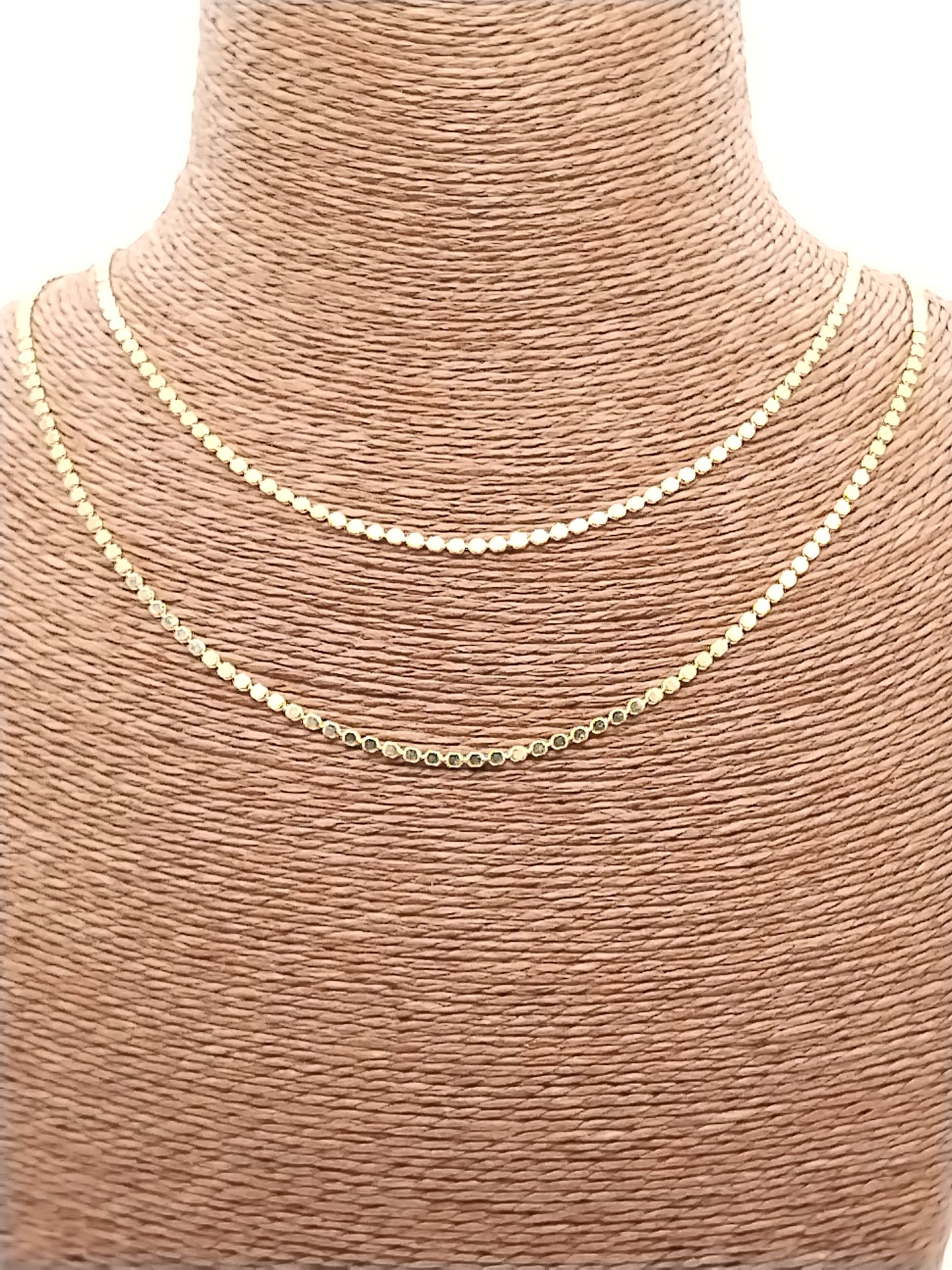 Collar de cadena de oro de 18 quilates, discos planos, joyería elegante y con clase, informal, regalo para mujeres y niñas