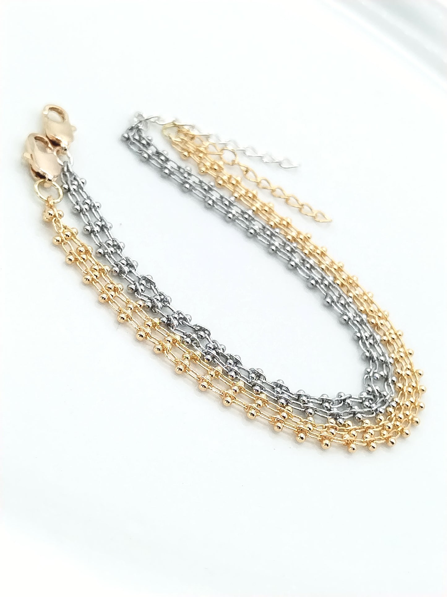 Pulsera de doble cadena de oro, joyería elegante y minimalista, sostenible, regalo de San Valentín, joyería para mujer