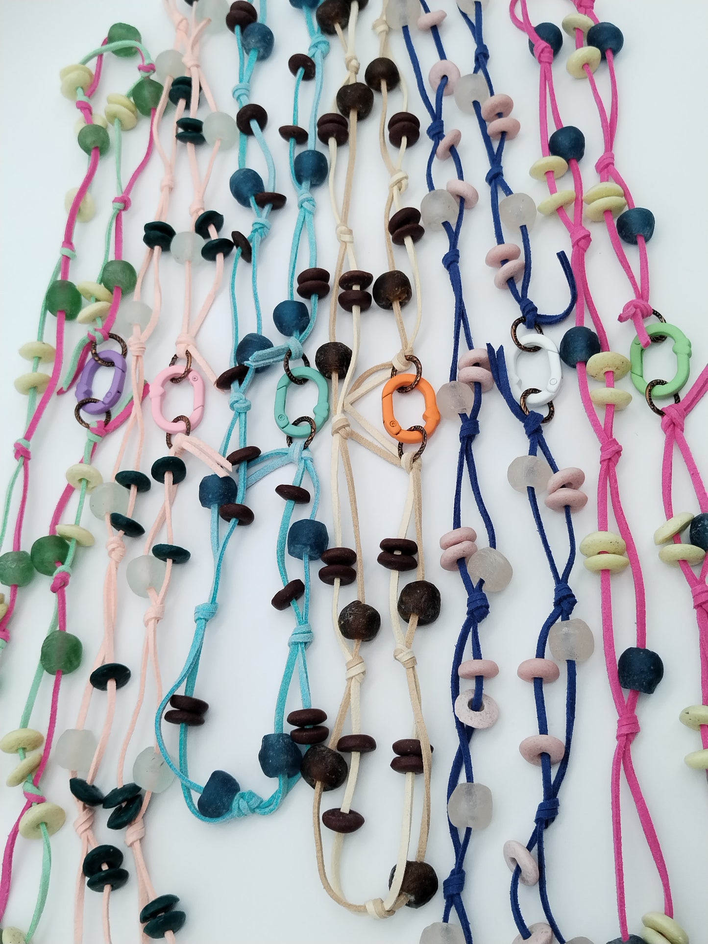 Rosa handgeknüpfte Halskette, afrikanisches Glasperlen-Halsband, für Sie, Mädchen, Schmuck, Farben