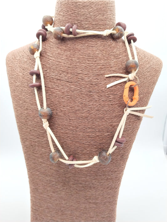 Erdige lange Halskette, Glasperlen Choker, Mädchen, Alltagskleidung, Frauen, Schmuck, Geschenke