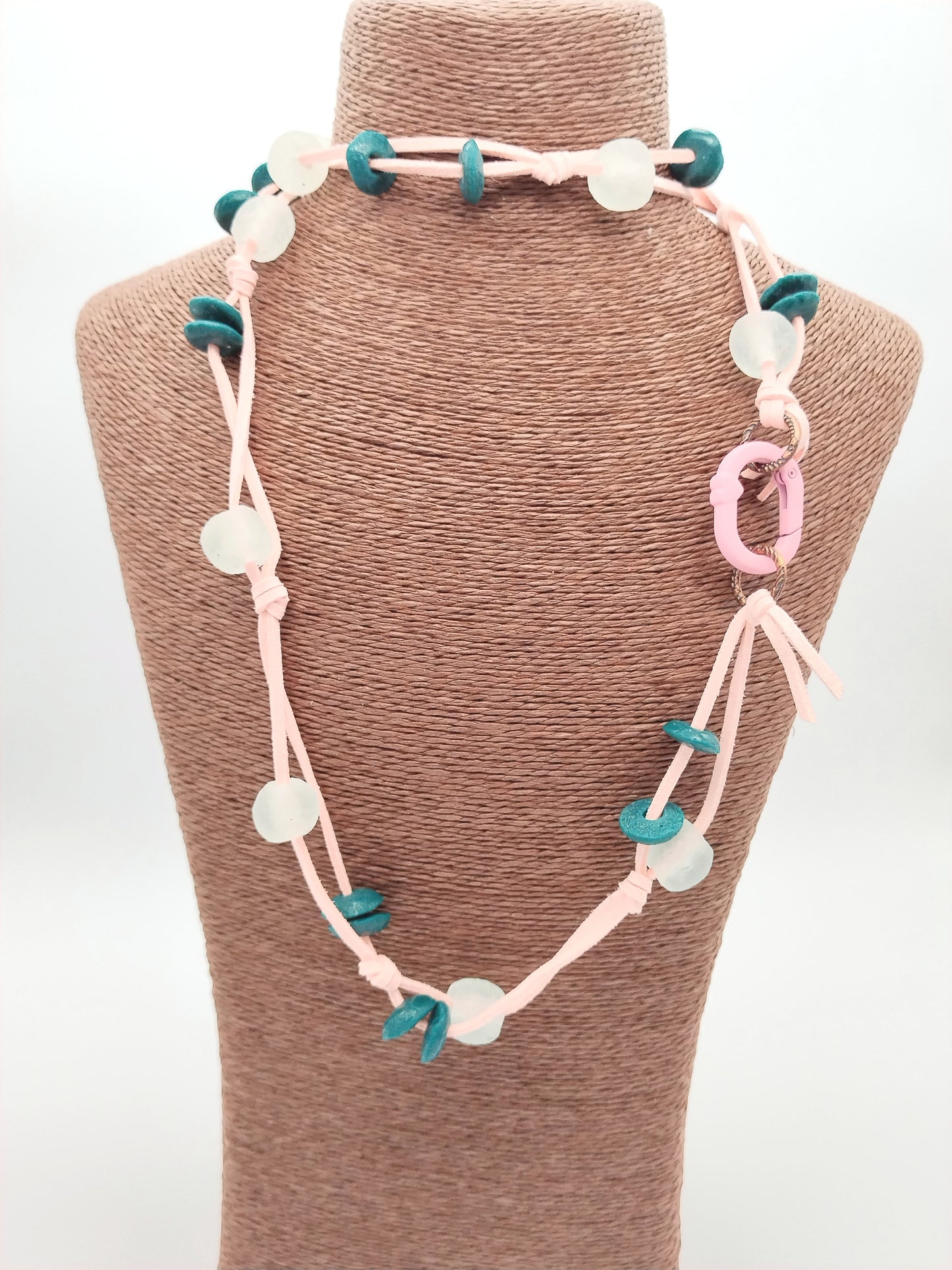 Rosa handgeknüpfte Halskette, afrikanisches Glasperlen-Halsband, für Sie, Mädchen, Schmuck, Farben