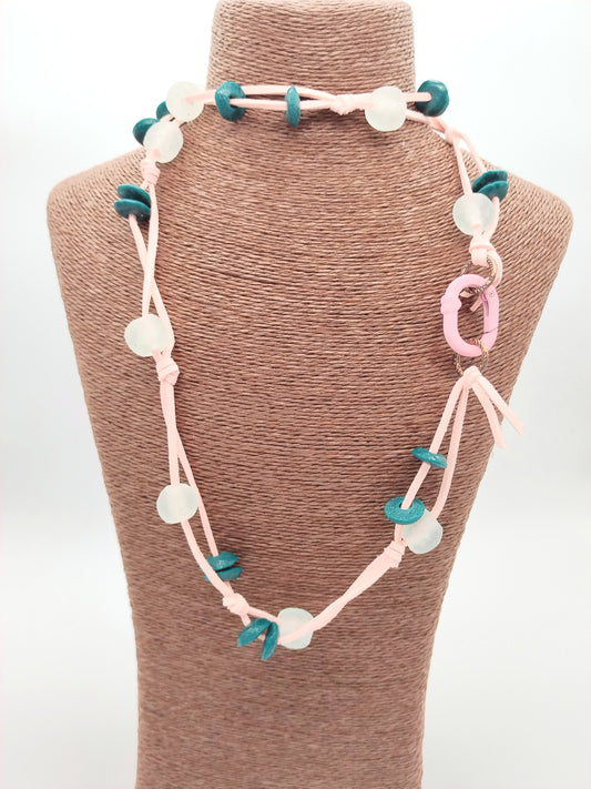 Rosa handgeknüpfte Halskette, afrikanisches Glasperlen-Halsband, für Sie, Mädchen, Schmuck, Farben