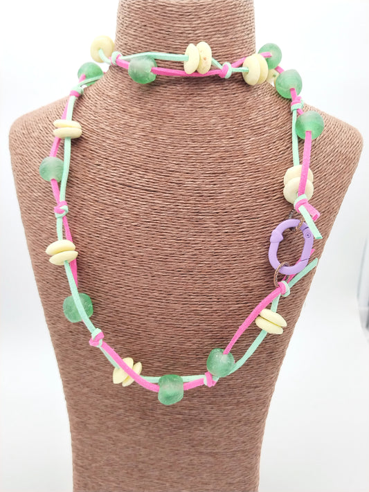 Collar de cuentas de vidrio africanas, largo, gargantilla, colorido, joyería, niñas, mujeres, estilo bohemio chic