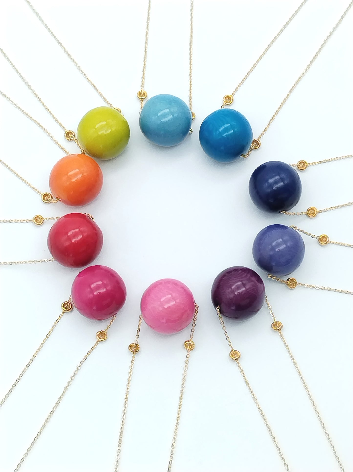 Purple Tagua Bead Pendant Necklace | Gold Chain Choker