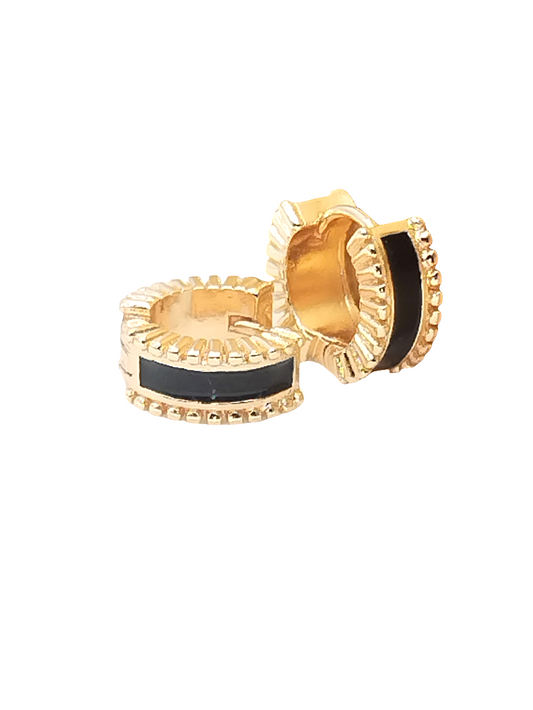 Gold Huggies, Black Enamel, Classy Jewelry, Gifts, Minimalist, women, Trending