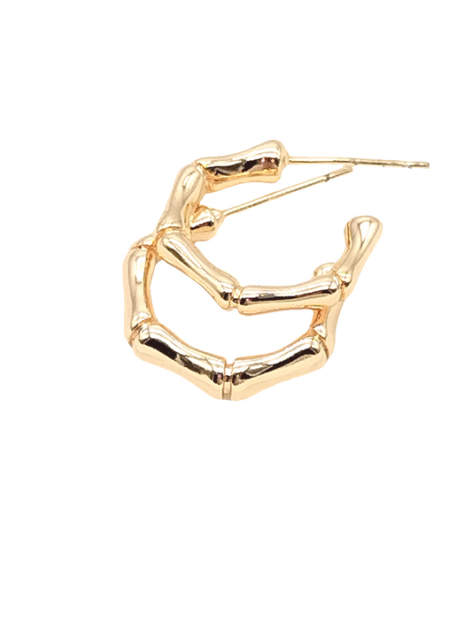 Pendientes de aro de bambú chapados en oro de 18 quilates - Joyería boho chic | Ms Friesch