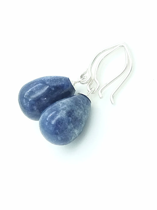 Sodalite Drop Sterling Silver Dangle Earrings