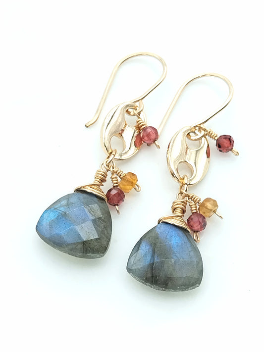 Labradorite Gold Filled Dangle Earrings