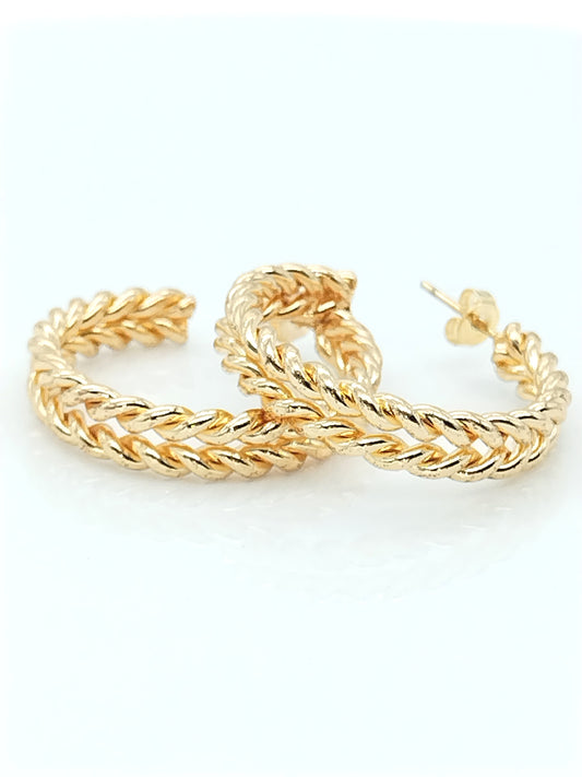 Chunky Gold Braided Hoop Earrings: Large Statement Earrings