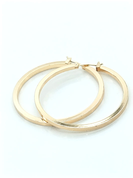 Large Flat Gold-Plated Hoop Earrings - Statement Jewelry