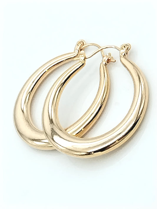 Chunky Gold Oval Hoop Earrings