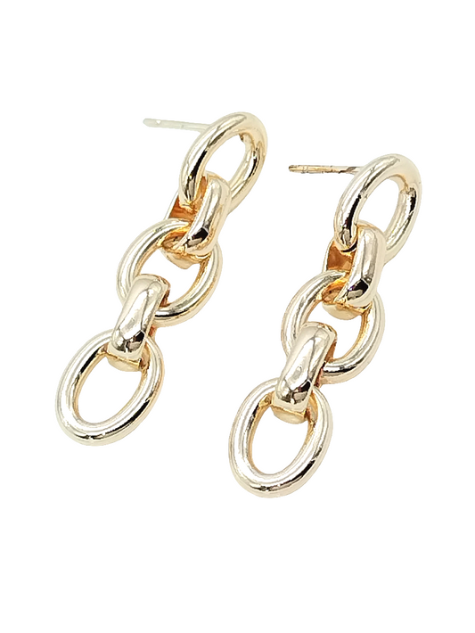 Gold Plated Link Chain Earrings | Minimalist Gold Dangle Earrings