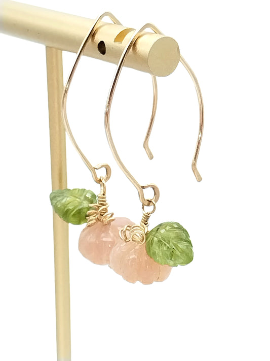Moonstone & Peridot Leaf Earrings - 14k Gold Filled Dangle | Ms Friesch