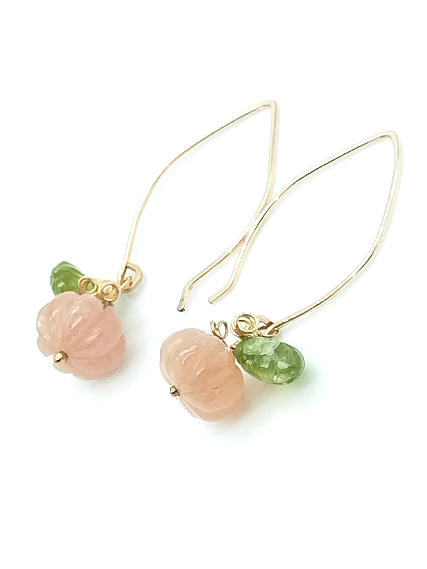 Moonstone & Peridot Leaf Earrings - 14k Gold Filled Dangle | Ms Friesch