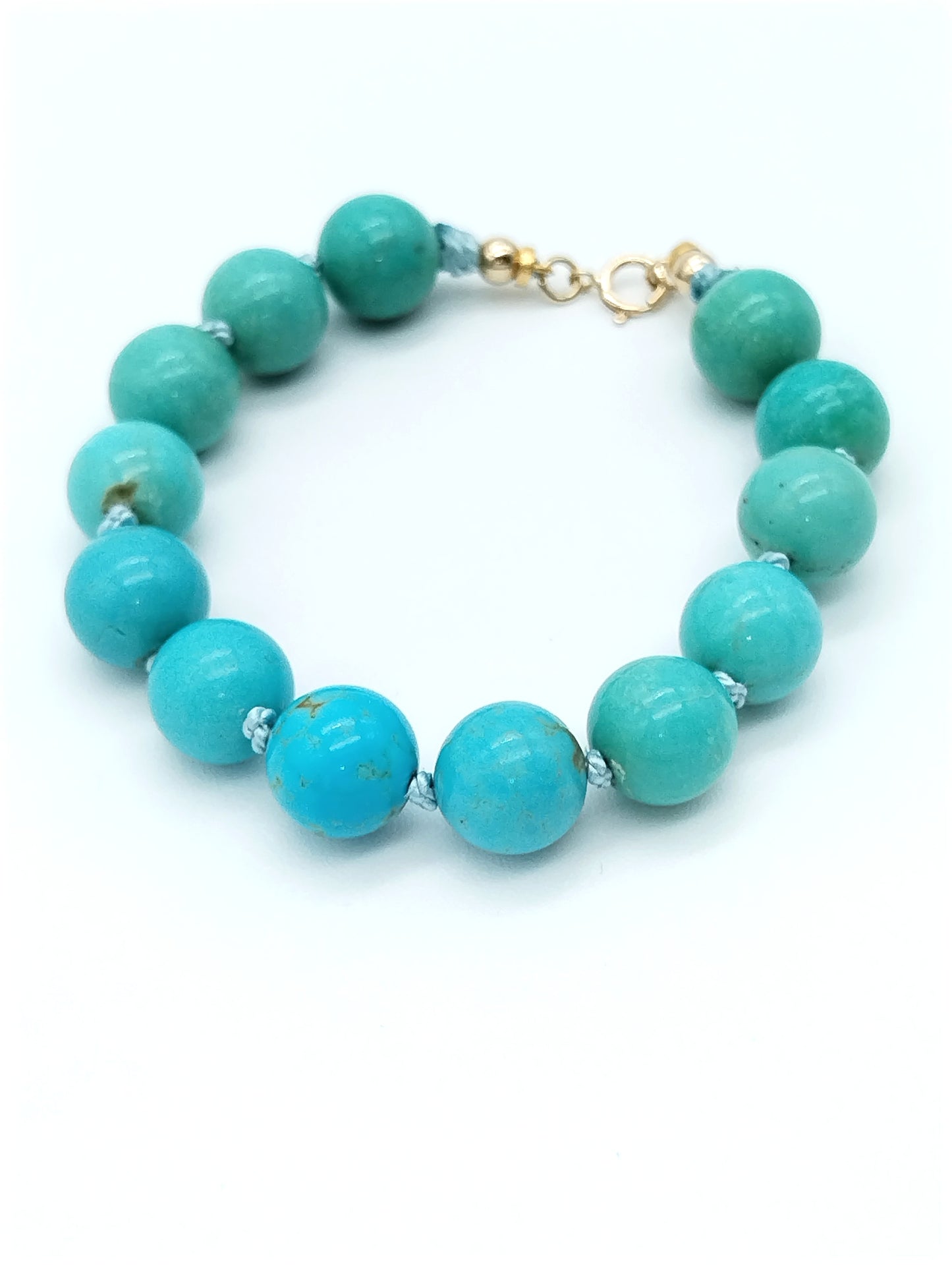 Großes Campitos-Türkis-Perlenarmband | Handgeknüpft, Gold