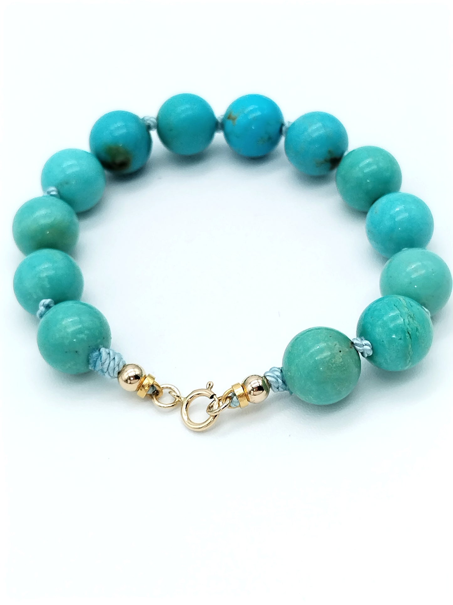 Großes Campitos-Türkis-Perlenarmband | Handgeknüpft, Gold