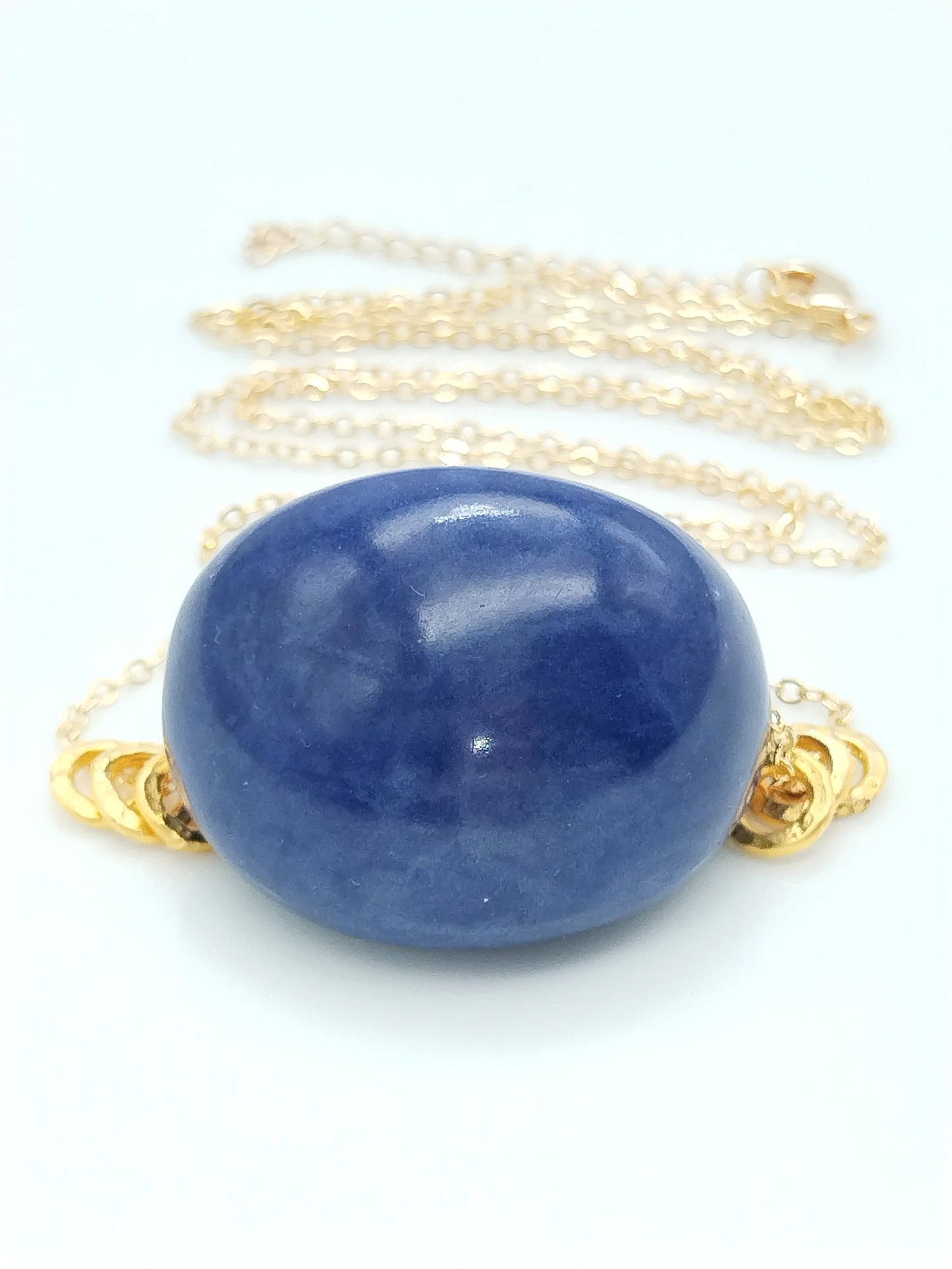 Navy Blue Tagua Gold Chain Necklace - Eco-Friendly Handmade Jewelry