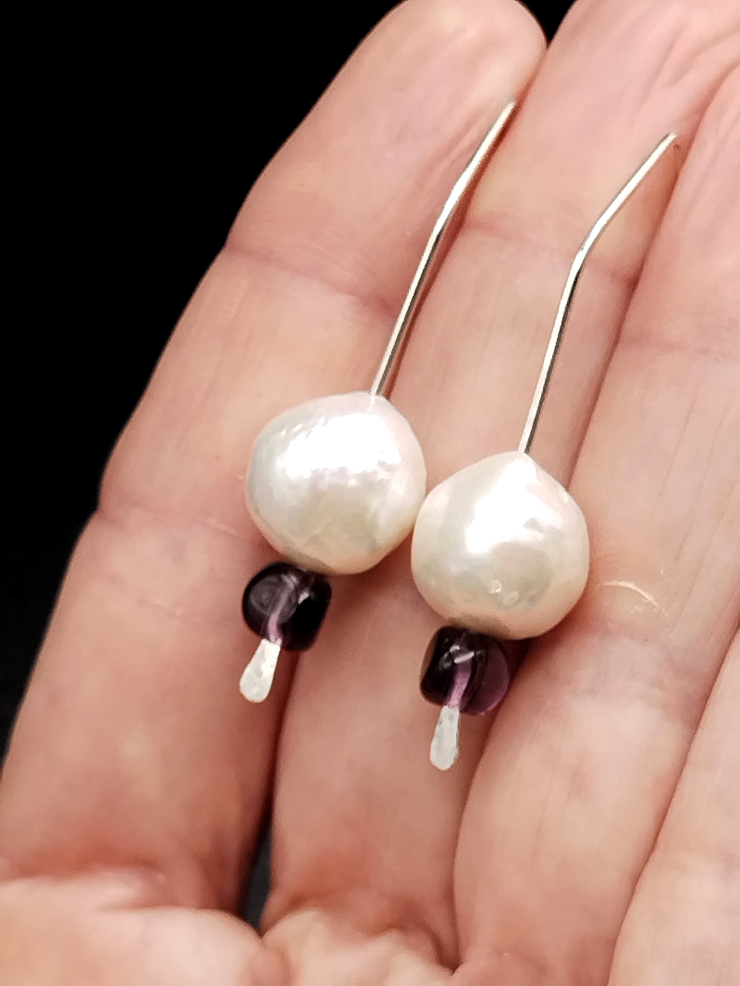 Edison Pearl Dangle Earrings - Large Pearls Sterling Silver