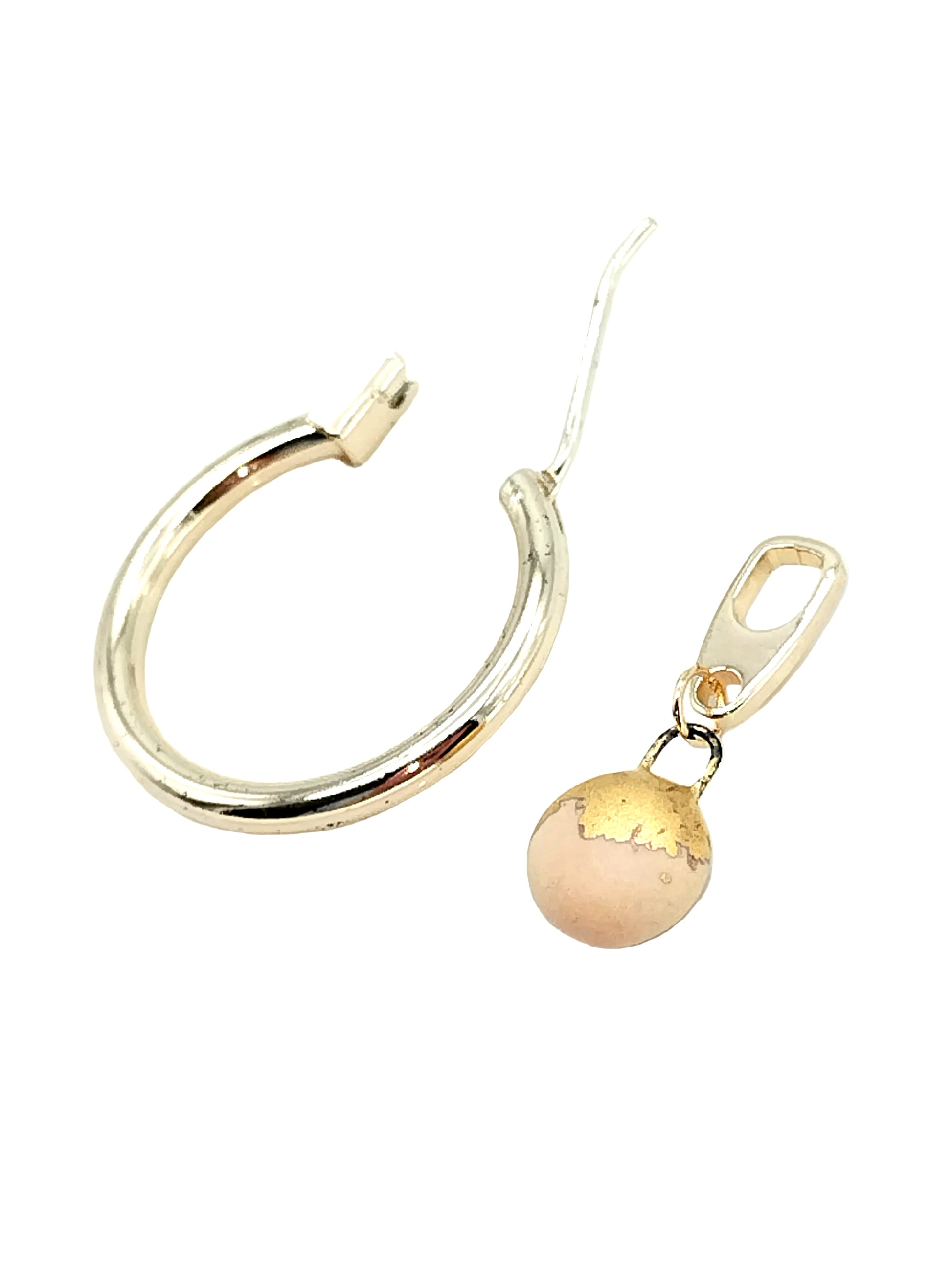 Beige French ceramic charm hoop earrings - 18k gold plated removable charm design